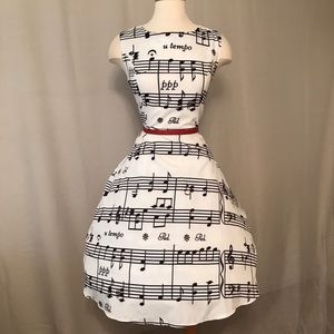 Vintage-Inspired 🎶 Music Fit & Flare Dress 🎶